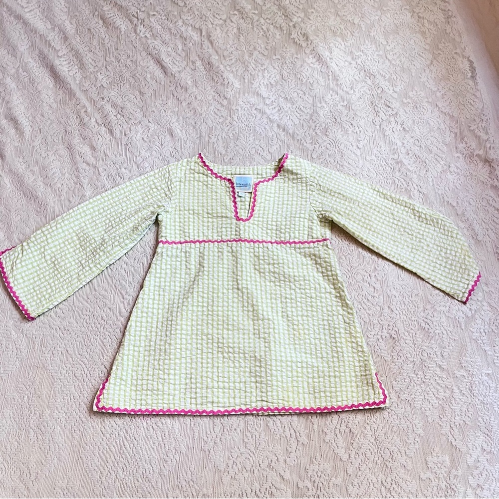 Little English seersucker long sleeve rickrack tunic  top